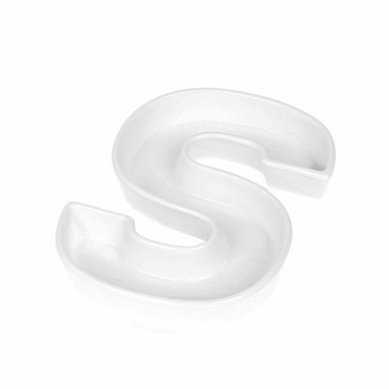 Coffeezone Ceramic Small Letter Dish & Plates for Candy/Nuts Ideas, Wedding Party Decor (Letter S) - Image 1